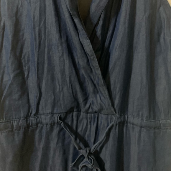 NY&C Chambray Shawl-Collar Tie-Front Jumpsuit Blue Size XXL - Picture 6 of 10